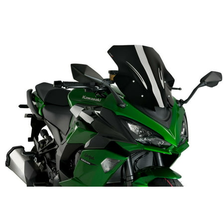 Puig Racing Screen in black for Kawasaki Ninja 1000 SX (2020-2024) features a sleek design, enhancing aerodynamics and style on the motorcycle's front.