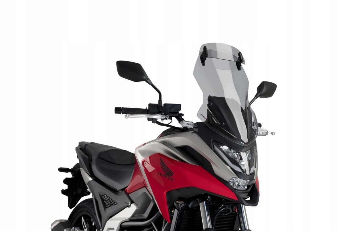 Puig Touring Screen with Extender for Honda NC750 DCT 2021-2024 in light smoke color, featuring a sleek design and adjustable height for enhanced wind protection.