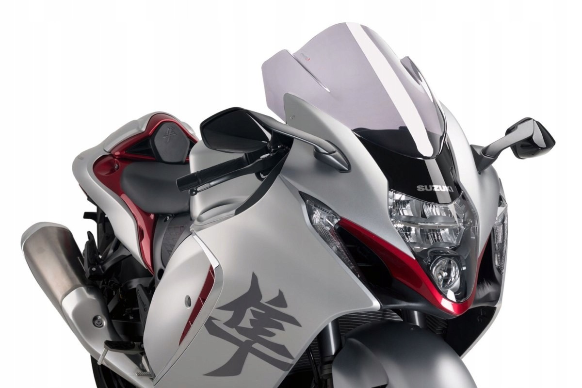 Light smoke Puig Z-Racing screen for Suzuki GSX R 1300 Hayabusa (2021-2025), featuring a sleek design with a prominent aerodynamic shape and a glossy finish.