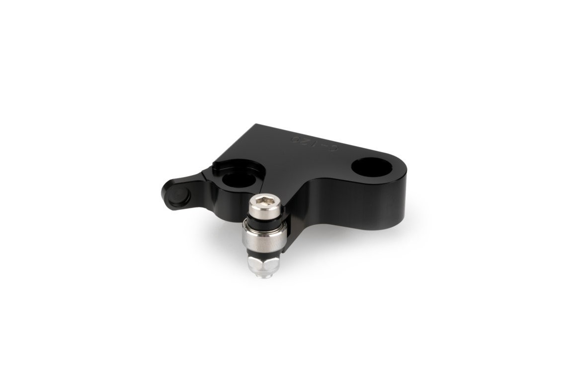 Black aluminum clutch lever adaptor with a sleek design, featuring a silver adjustment screw, specifically designed for Honda CB500 F models from 2022 to 2024.