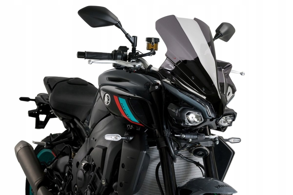 Puig New Generation Touring Screen in dark smoke for Yamaha MT-10/SP (2022-onwards), featuring a sleek design, durable material, and aerodynamic shape for enhanced riding comfort.