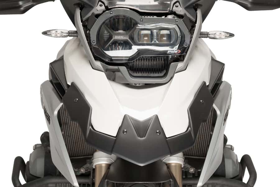 Matt black Puig Beak Extender designed for KTM 1290 Super Adventure R (2021-2024), featuring a sleek, aerodynamic shape that enhances the motorcycle's front profile.