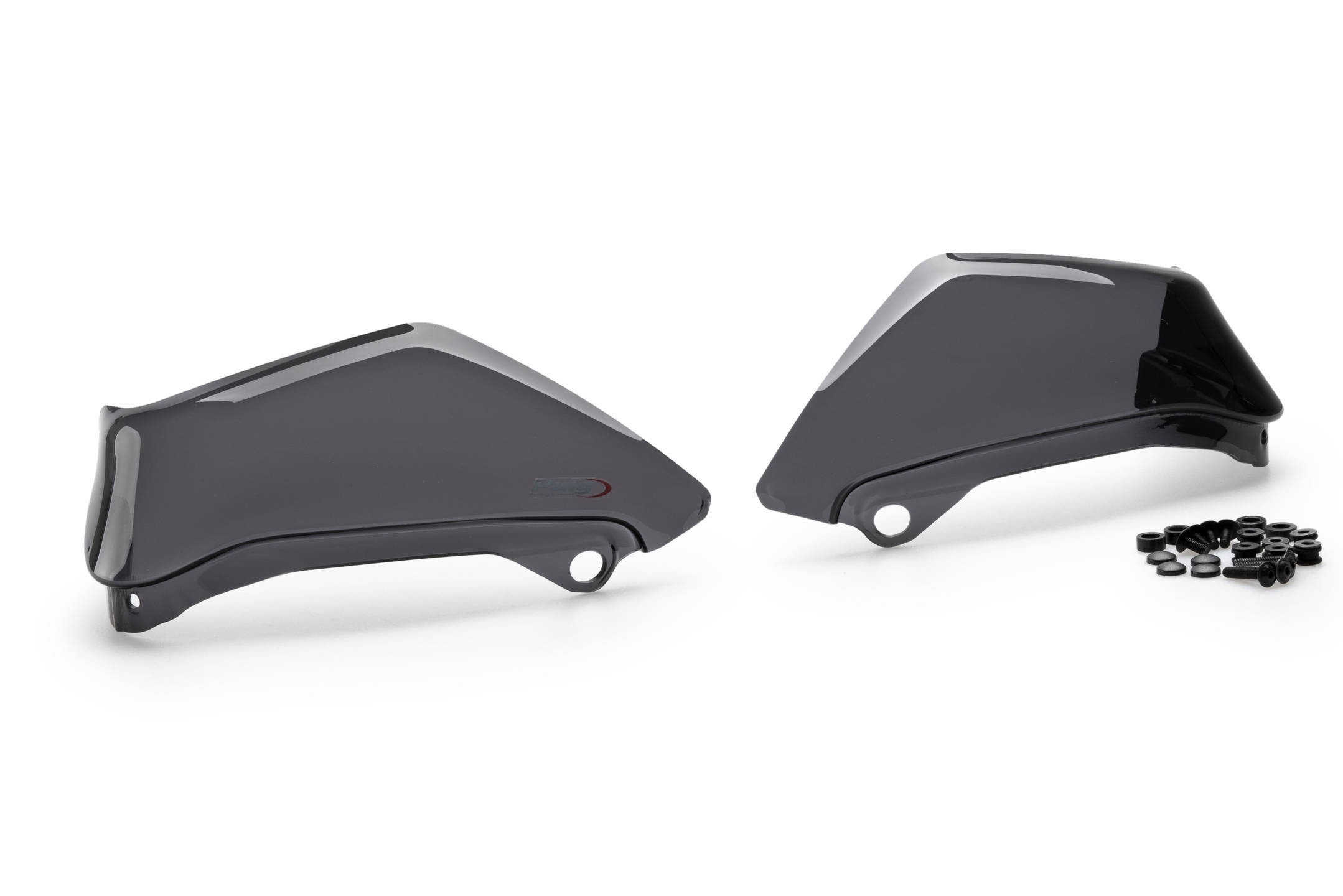 Dark smoke handguard extensions for BMW R1300 GS (2023-2025) by Puig, featuring a sleek design and durable material, with mounting hardware included.