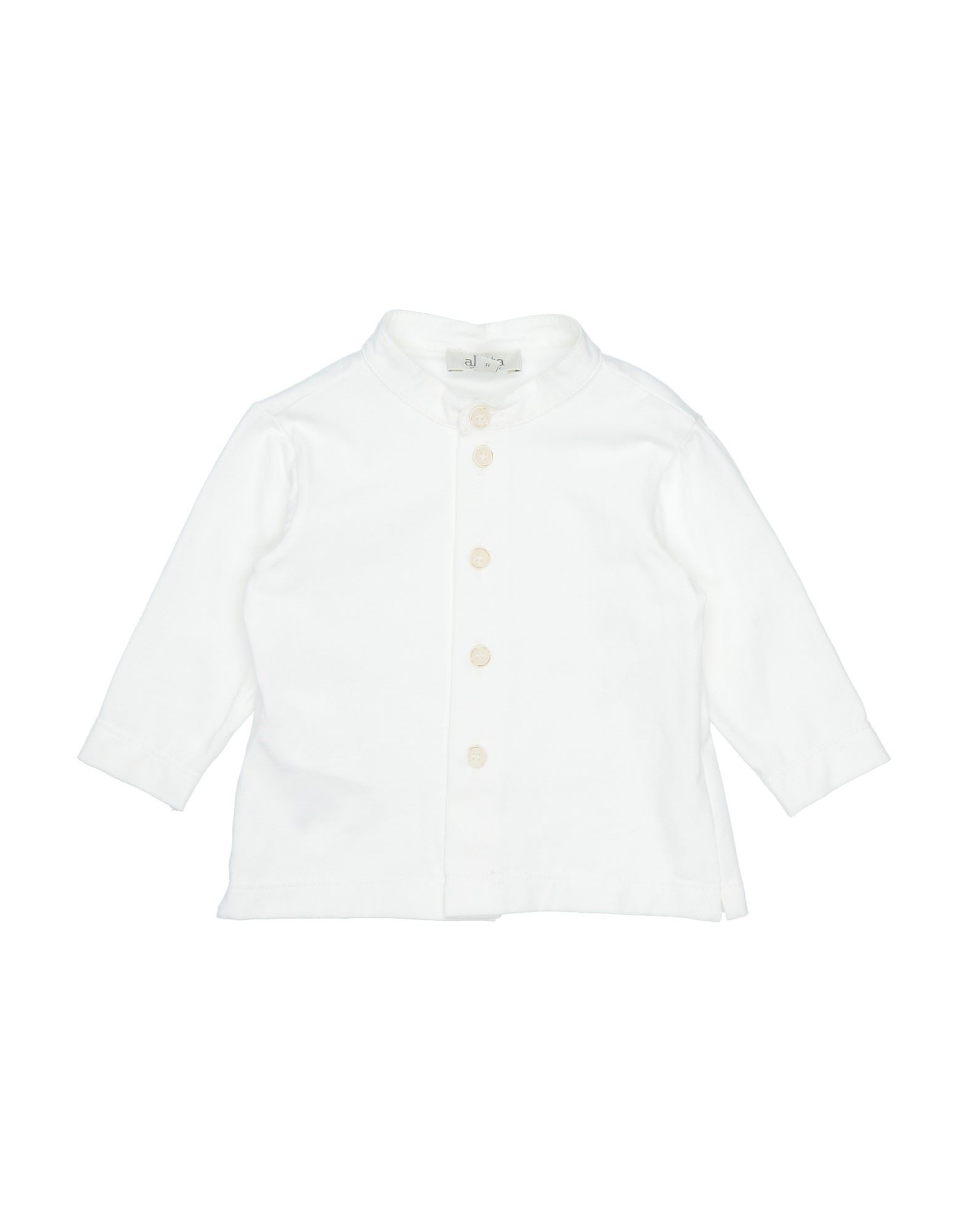 White ALETTA T-shirt by Moose Racing, featuring long sleeves, a button-up front with beige buttons, and a classic collar design.