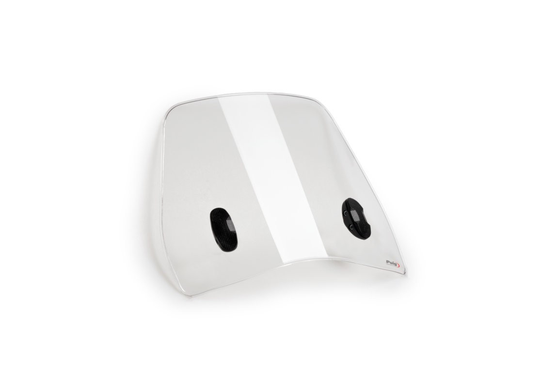 Clear Puig Traffic Screen for Honda Super Cub C125 (2019-2025) featuring a smooth surface, rounded edges, and two mounting holes for easy installation.