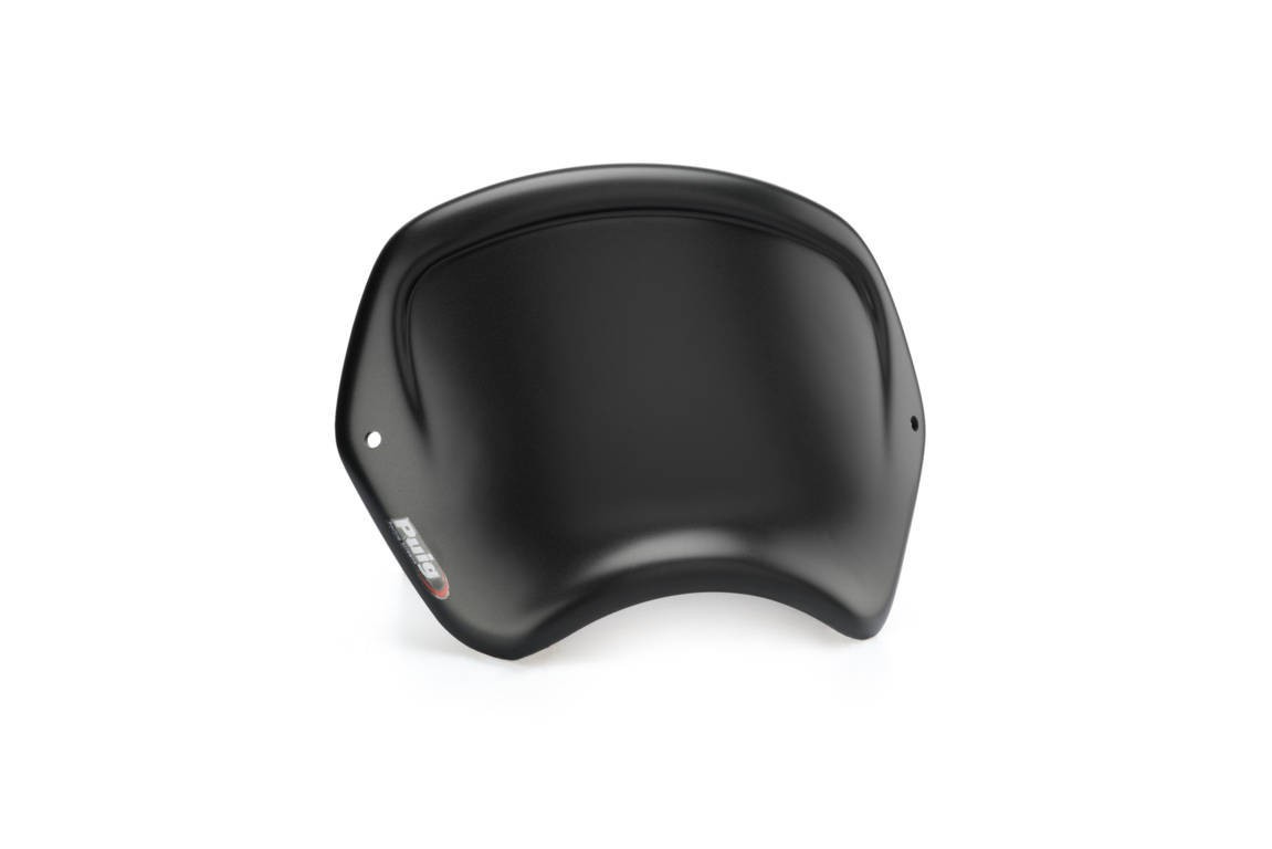 Matt black Puig Retro Fly Screen designed for Voge 300AC (2021-2025), featuring a sleek, curved shape with smooth edges and mounting holes for easy installation.