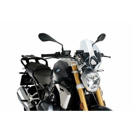 Clear Puig New Generation Sport Screen designed for BMW R1250 R (2018-2025), featuring a sleek aerodynamic shape and durable material, enhancing rider visibility and style.