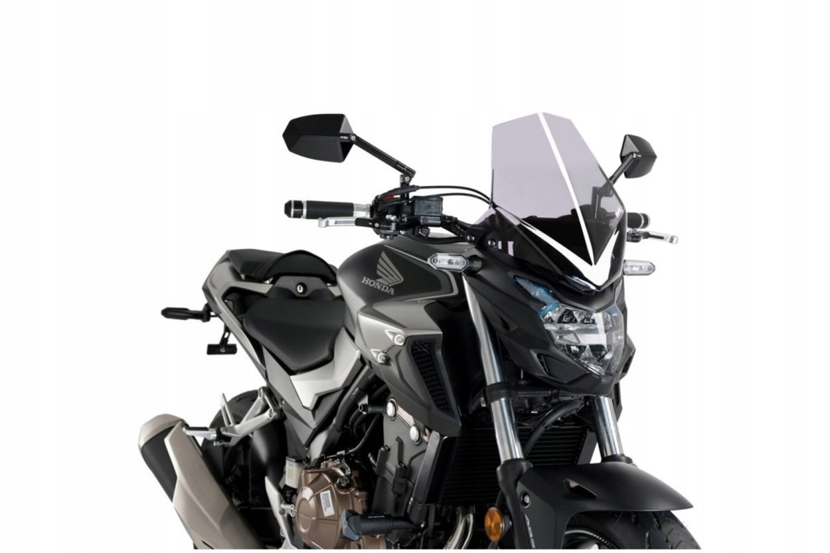Puig New Generation Sport Screen in light smoke for Honda CB500 F (2016-2024), featuring a sleek design and durable material, enhancing aerodynamics and style.