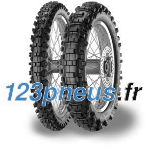 Two Metzeler MCE6 Days Extreme motorcycle tires, featuring a rugged tread pattern, black rubber material, and marked with M+S for mud and snow, designed for rear wheel use.