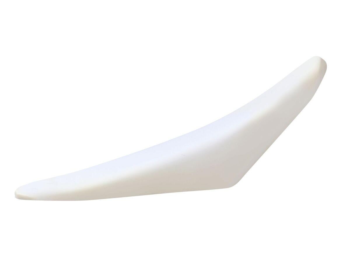 White foam tall seat designed for Husqvarna FC 250/350/450 and TC 125/250 models from 2019, featuring a sleek, contoured shape for enhanced comfort and performance.