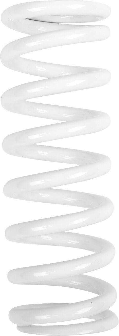 White coil spring designed for shock absorption, featuring a smooth, spiral shape, specifically made for Gas Gas MC65 models from 2024 to 2026 with a stiffness rating of 55 N/mm.