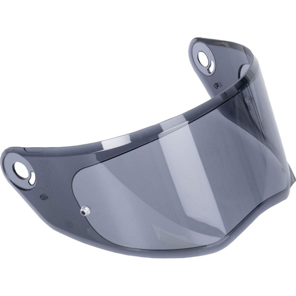 Grey HJC HJ-41 visor designed for V10 helmets, featuring a sleek, curved shape and mounting holes for easy attachment.