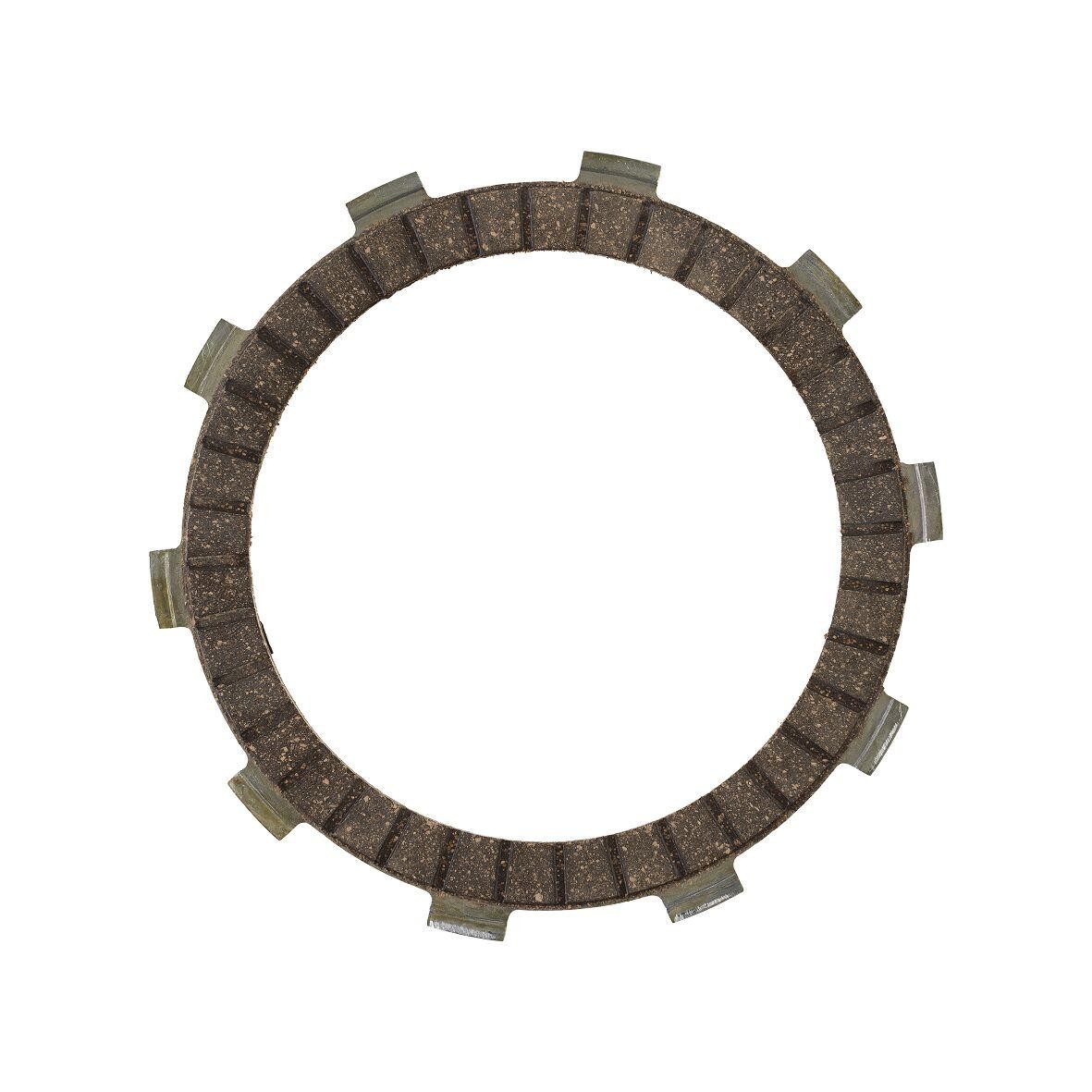 Round clutch friction plate with a dark textured surface and metallic edges, designed for Yamaha MT-07 models from 2014 to 2016, showcasing durable construction.