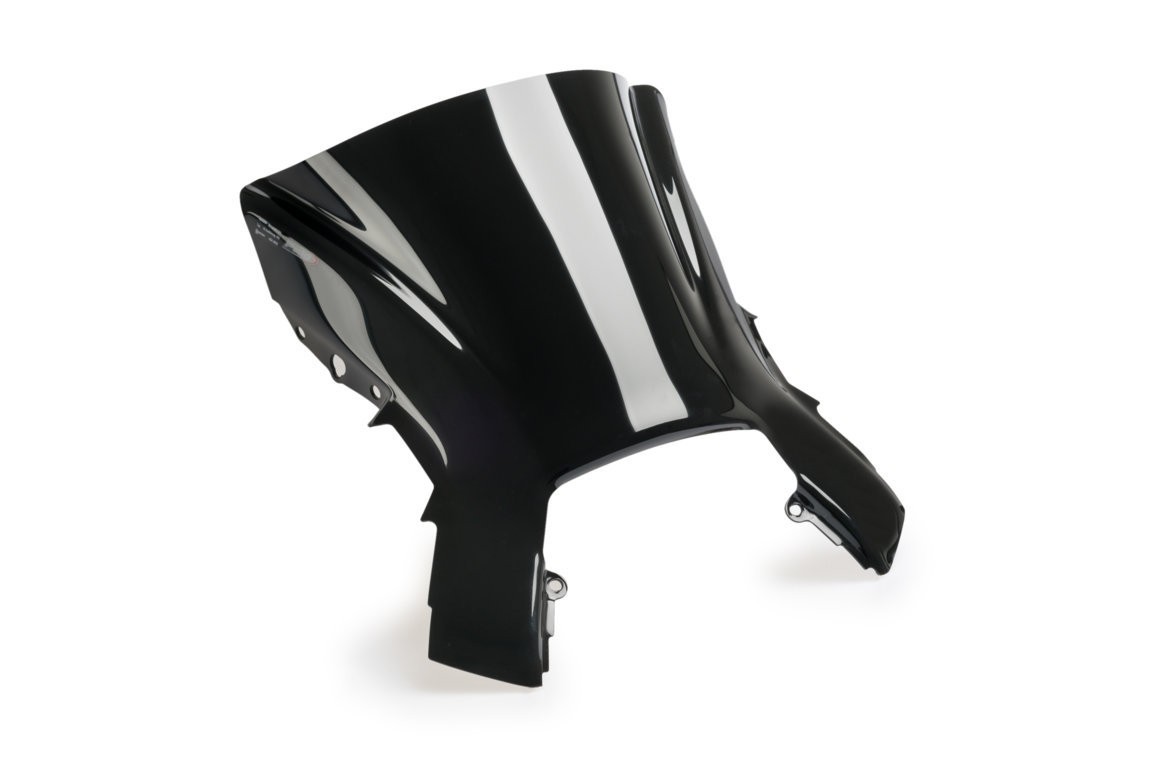 Black Puig Z-Racing screen designed for Honda VFR 1200F (2010-2016), featuring a sleek aerodynamic shape and glossy finish, enhancing both style and performance.