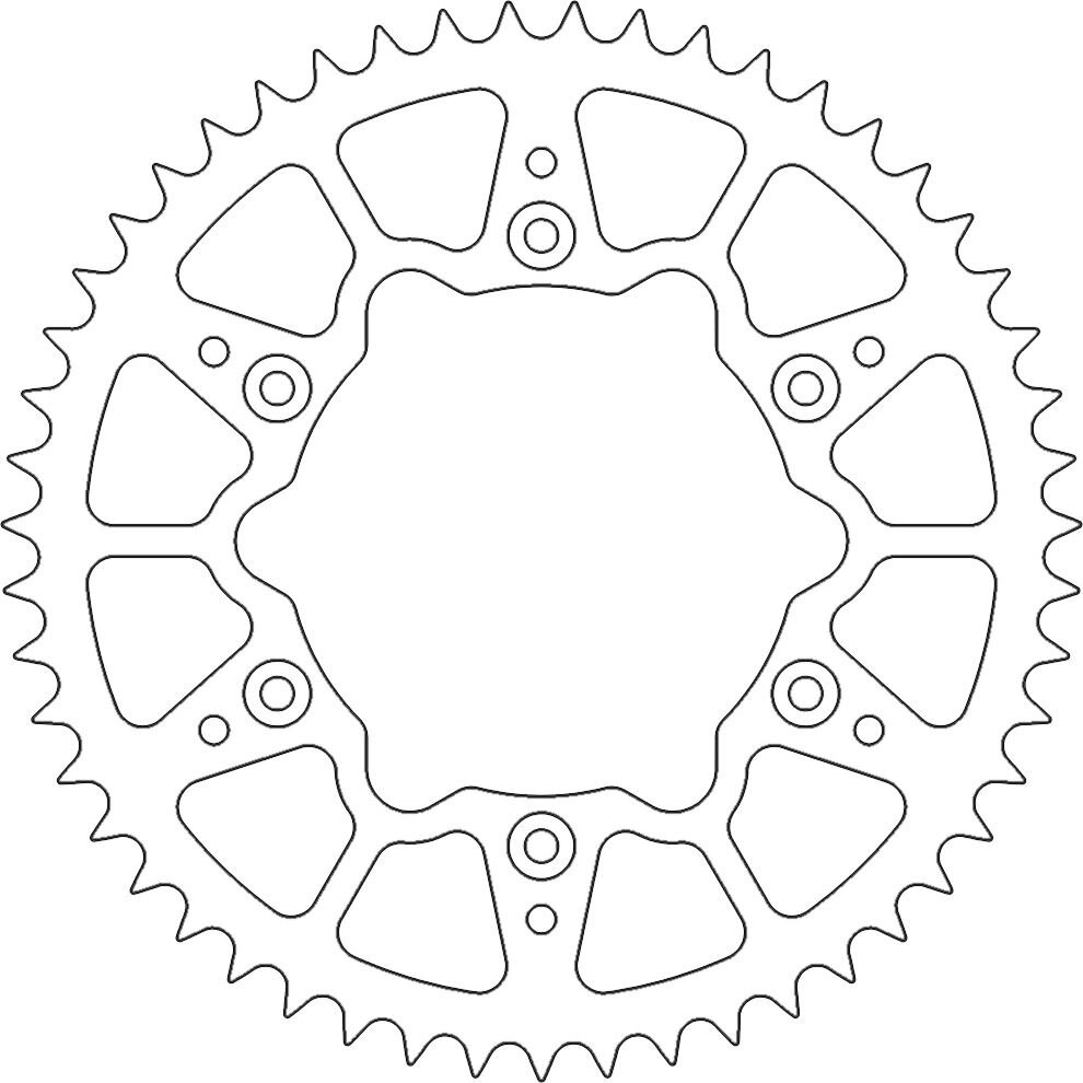 Orange 42T rear racing sprocket made from durable 7075 aluminum, featuring a unique design with cutouts for weight reduction, compatible with Husqvarna 701 Enduro models from 2016 to 2024.