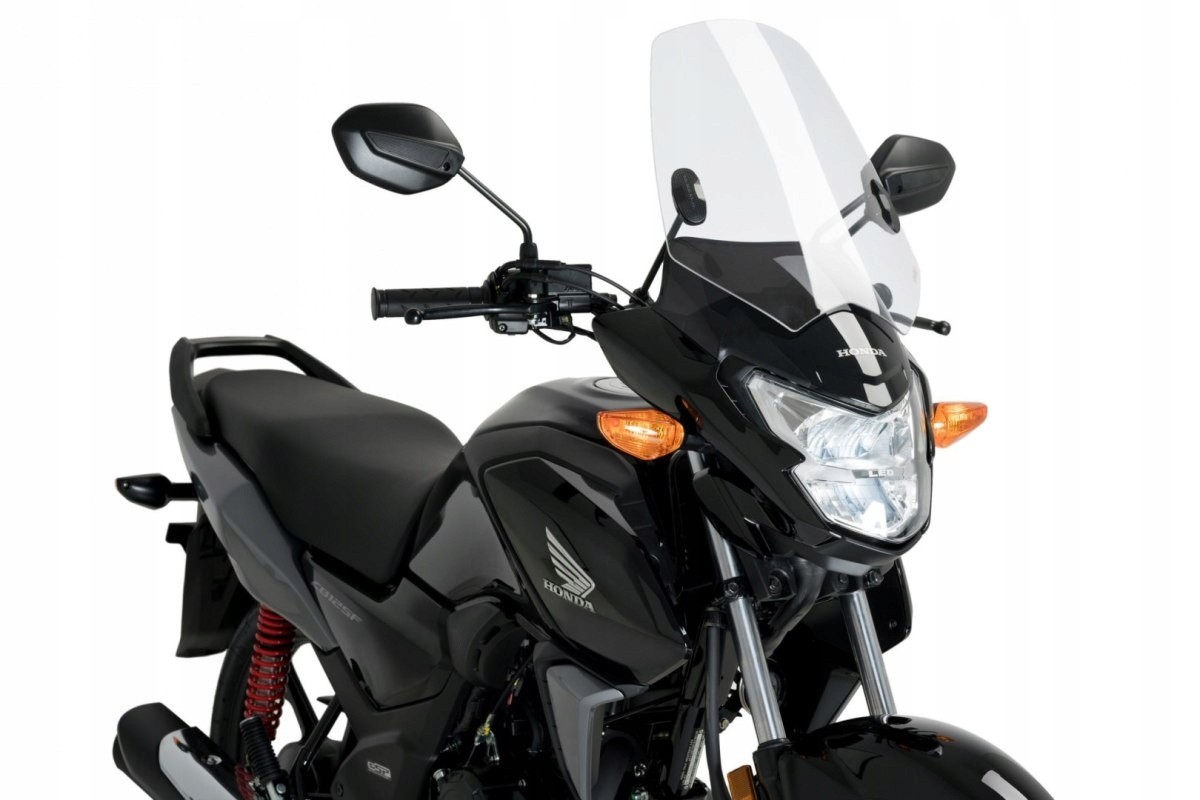 Clear Puig New Generation Sport Screen designed for Honda CB125 F (2015-2025), featuring a sleek, aerodynamic shape and durable material, enhancing wind protection and style.