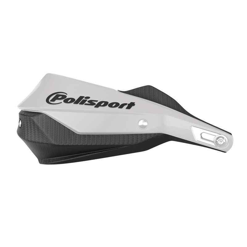 Polisport Trail Blazer hand guards in black and white, featuring a sleek design with a carbon fiber texture, designed for Honda XL750 Transalp 2023-2024.