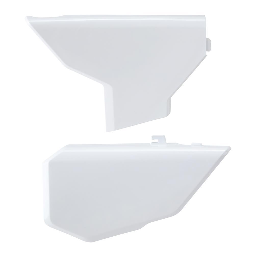 White Polisport Air Box Covers designed for Husqvarna TC/FC 2023-2025 and TE/FE 2024-2025, featuring a sleek, durable plastic construction with a modern angular design.