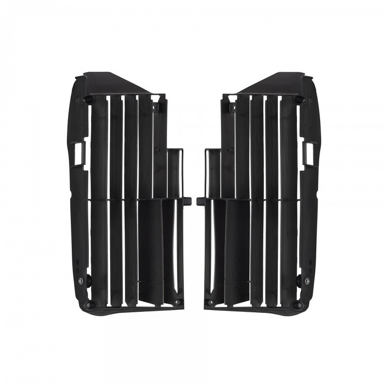 Polisport radiator louvres in blue designed for Yamaha YZF250 (2024-2025) and YZF450 (2023-2025), featuring a durable plastic construction with vertical slats for airflow.