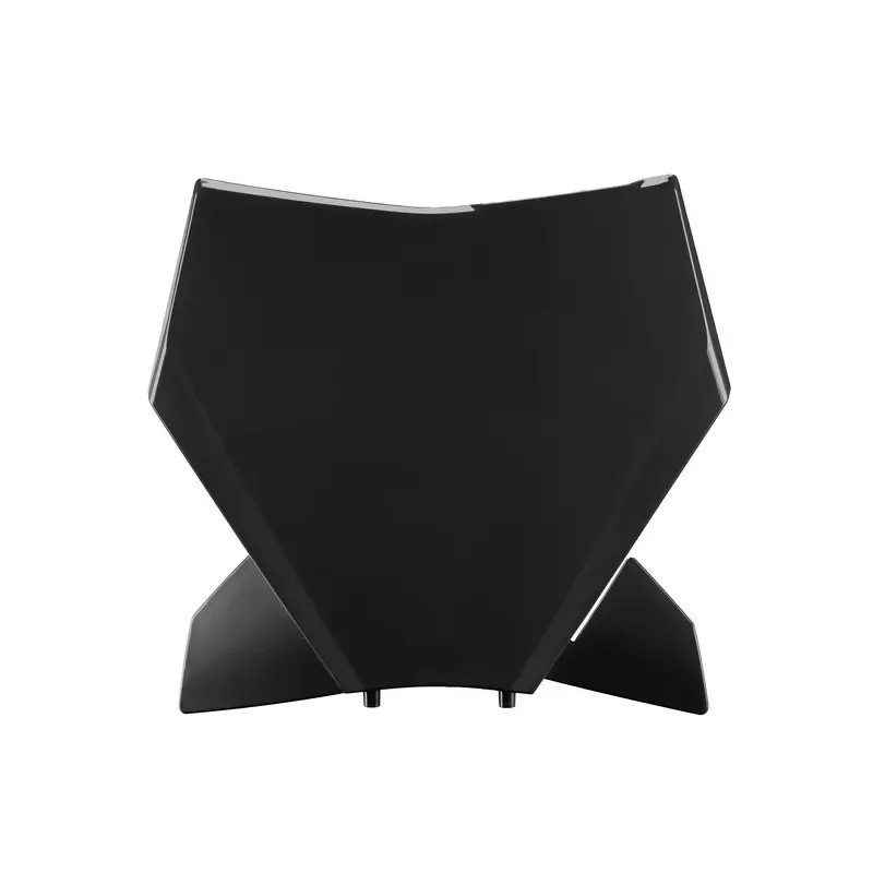 Black front number board designed for KTM SX 125/250 and SXF 250/350/450 models from 2023 to 2025, featuring a sleek, angular design and durable plastic material.