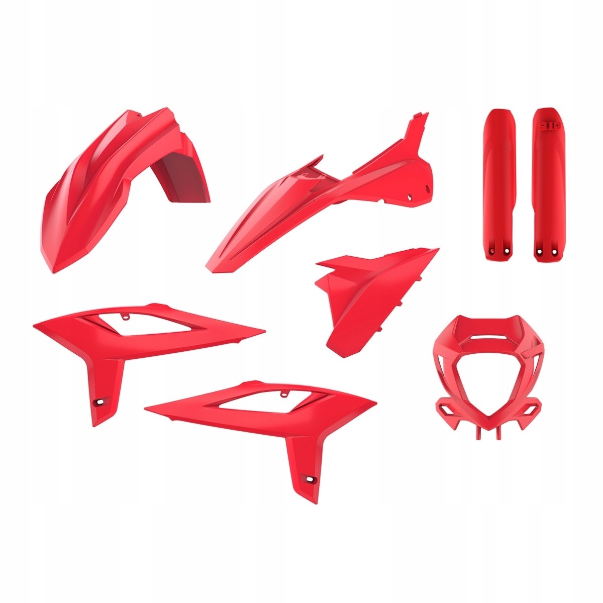 Bright red plastic kit for Beta RR T/4T (2020-2022), featuring multiple body panels including fenders, side panels, and a front mask, all made from durable plastic material.