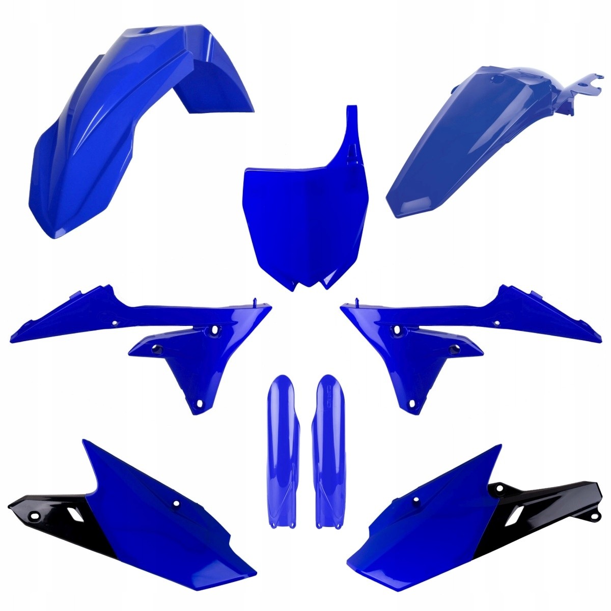 Polisport Plastics Kit in vibrant blue for Yamaha YZF250 (2014-2018) and YZF450 (2014-2017), featuring multiple plastic panels including fenders and side covers.