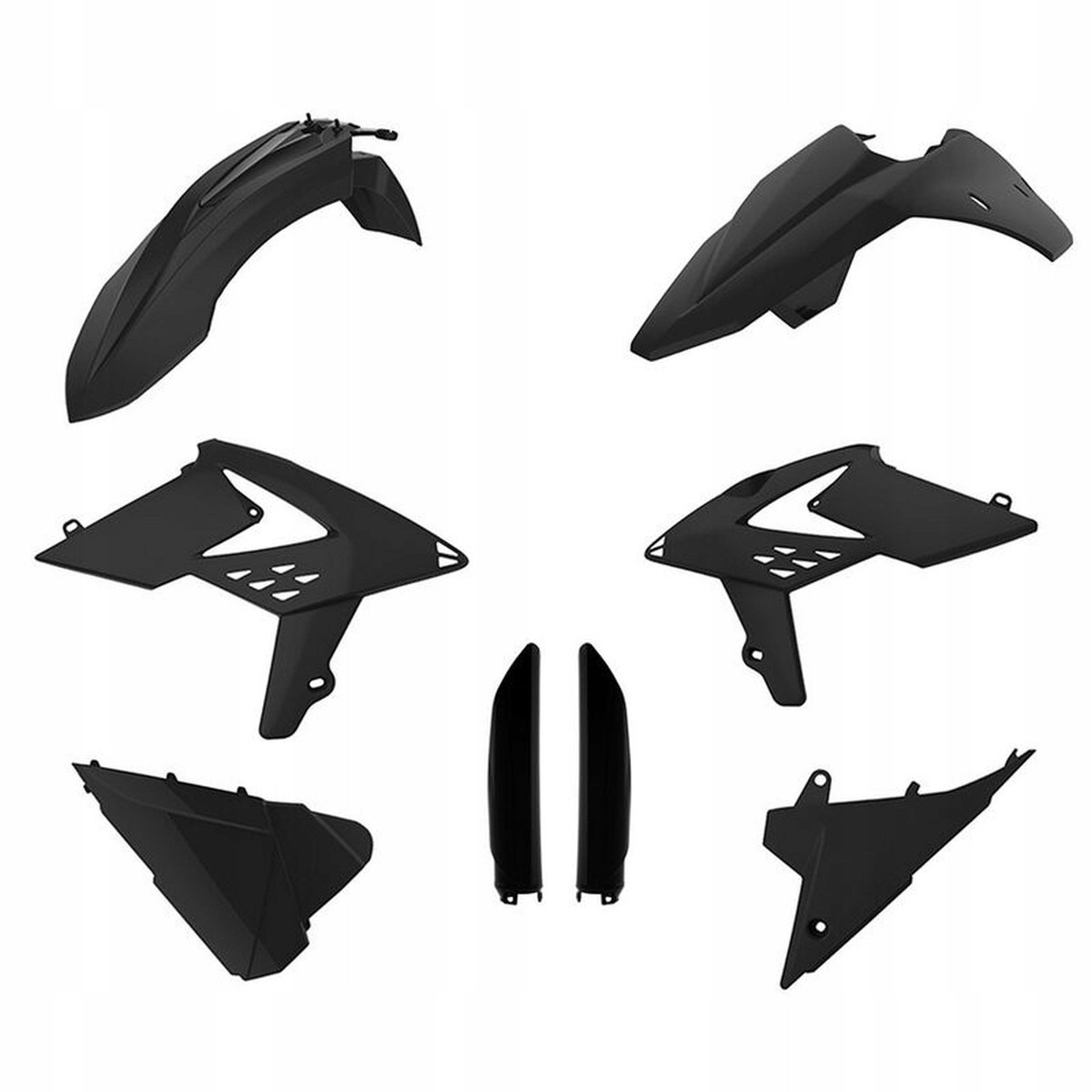 Polisport Plastics Kit in black for Beta RR 250-520 2T & 4T (2013-2017), includes front fender, side panels, rear fender, and other body components, all featuring a sleek, durable design.