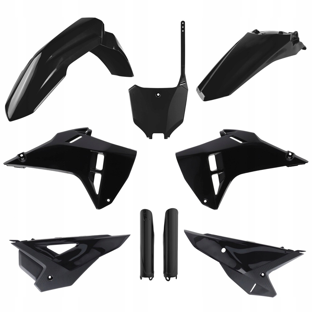 Polisport Restyle Plastics Kit in black for Honda CRF250R 2022-2024 and CRF450R 2021-2024, includes fenders, side panels, and rear pieces, designed for a 2025 restyle.