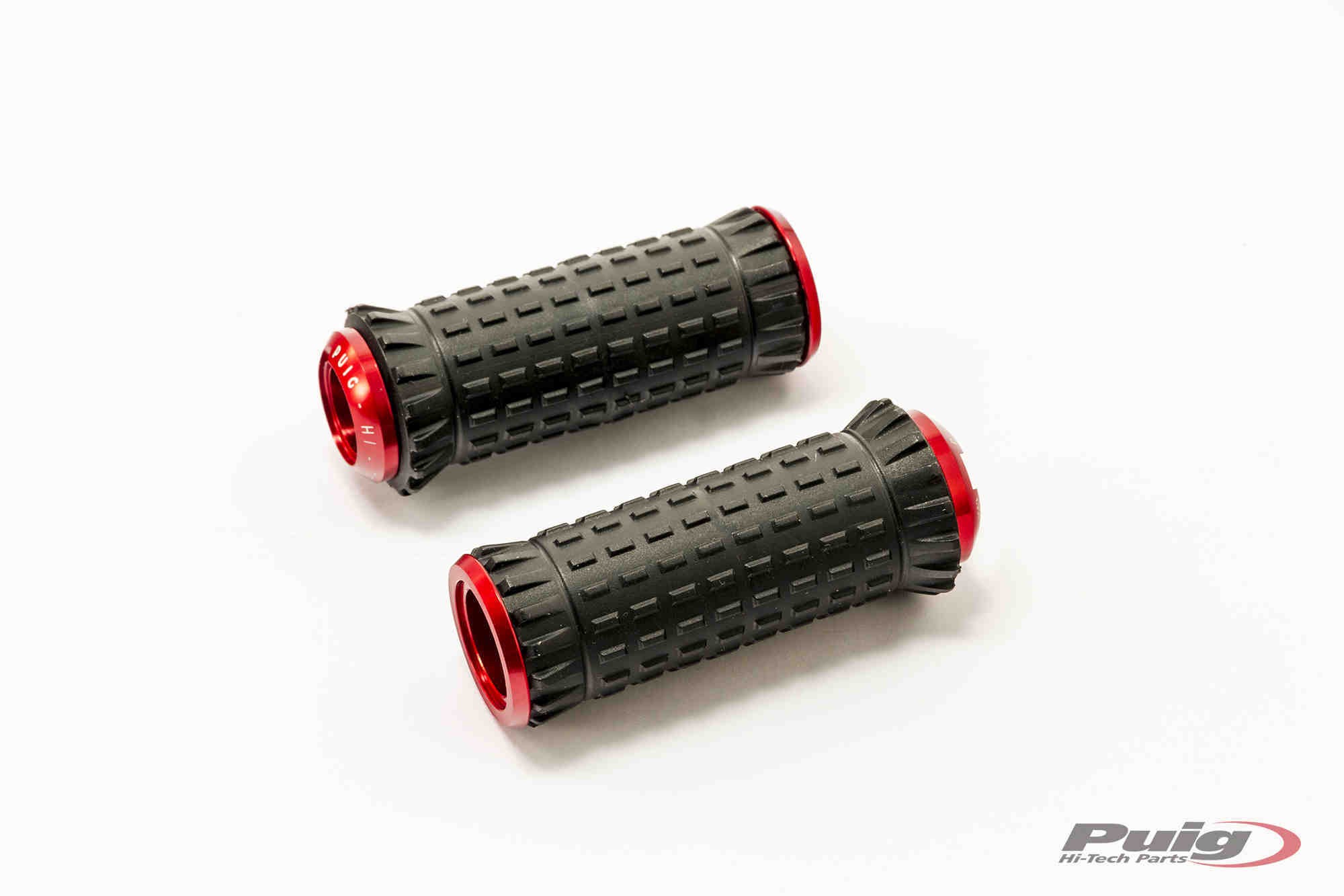 Red and black Puig R-Fighter S footpegs designed for KTM 1050 Adventure 2015-2016, featuring a textured grip and durable material for enhanced performance.