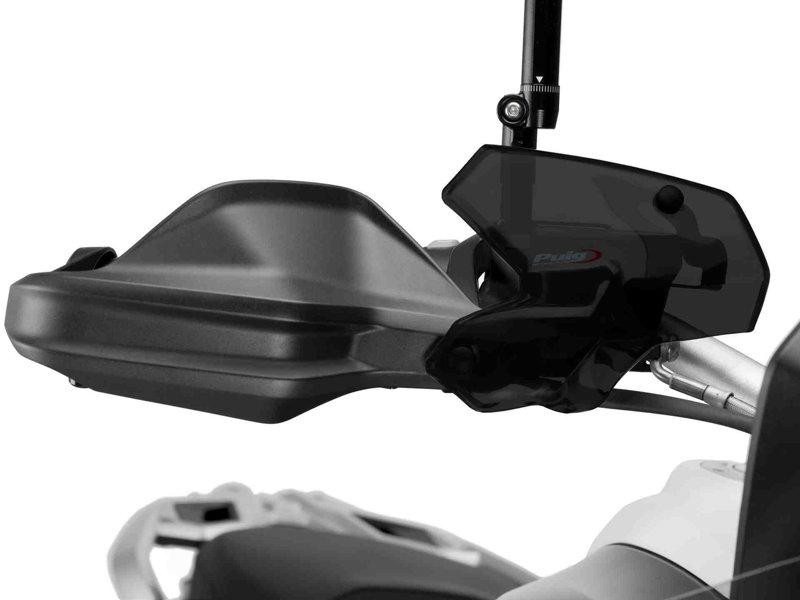 Dark smoke Puig handlebar deflectors designed for BMW R1200 GS (2013-2018), featuring a sleek, aerodynamic shape and durable material for enhanced wind protection.