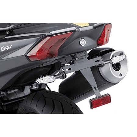 Puig Tail Tidy for Yamaha TMax 530 (2017-2019) in black, featuring a sleek design with integrated LED indicators and a compact rear profile, enhancing the motorcycle's aesthetics.