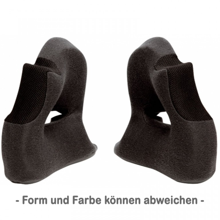 Black cheek pad set for HJC RPHA ST, featuring a soft fabric material with a contoured design for comfort and fit, enhancing helmet stability and support.