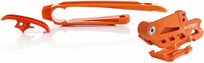 Bright orange Acerbis chain slider and guide set for KTM, featuring durable plastic construction with smooth edges and precise fitting for enhanced performance.