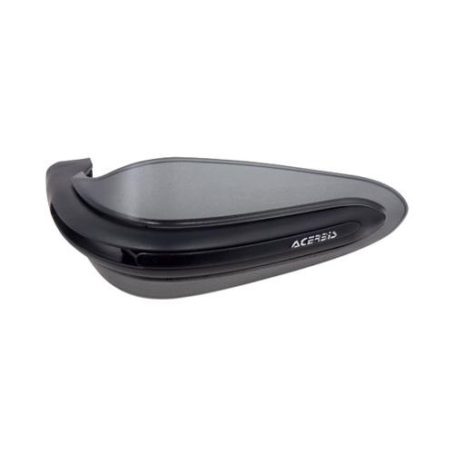 Black Acerbis Dual Road Hand Guard with a sleek, aerodynamic design, featuring a durable plastic construction and a glossy finish, ideal for motorcycle protection.