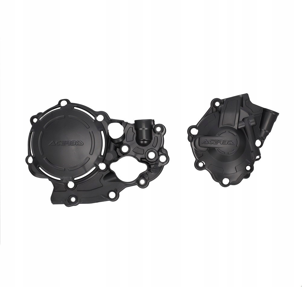 Black plastic engine cover components for Acerbis Honda CRF 250/300 R/RX, featuring a sleek design with intricate detailing and multiple attachment points.