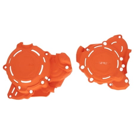 Bright orange plastic X-Power Kit by Acerbis for KTM/Husqvarna, featuring a contoured design with cutouts and raised edges for enhanced protection and durability.