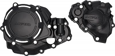 Black plastic engine cover set for Honda CRF 450 R/RX, featuring a sleek design with circular patterns and Acerbis branding, ideal for enhancing performance and aesthetics.
