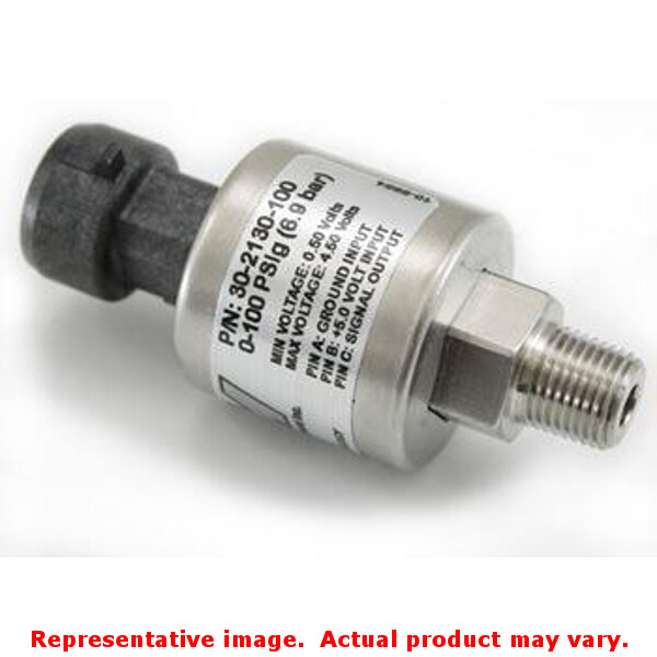 Silver gauge pressure sensor with a black plastic connector, featuring a metal body, labeled with specifications and a threaded output port for installation.