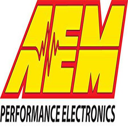 Bright yellow and red faceplate featuring the AEM logo and "PERFORMANCE ELECTRONICS" text, designed for the AEM X-Series Boost Pressure Gauge.