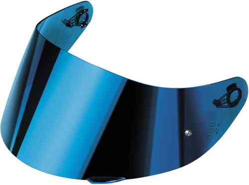 Blue-mirrored helmet shield compatible with AGV K5 S, K3 SV, and K1 S models, featuring a sleek design and available in sizes XS to MS.