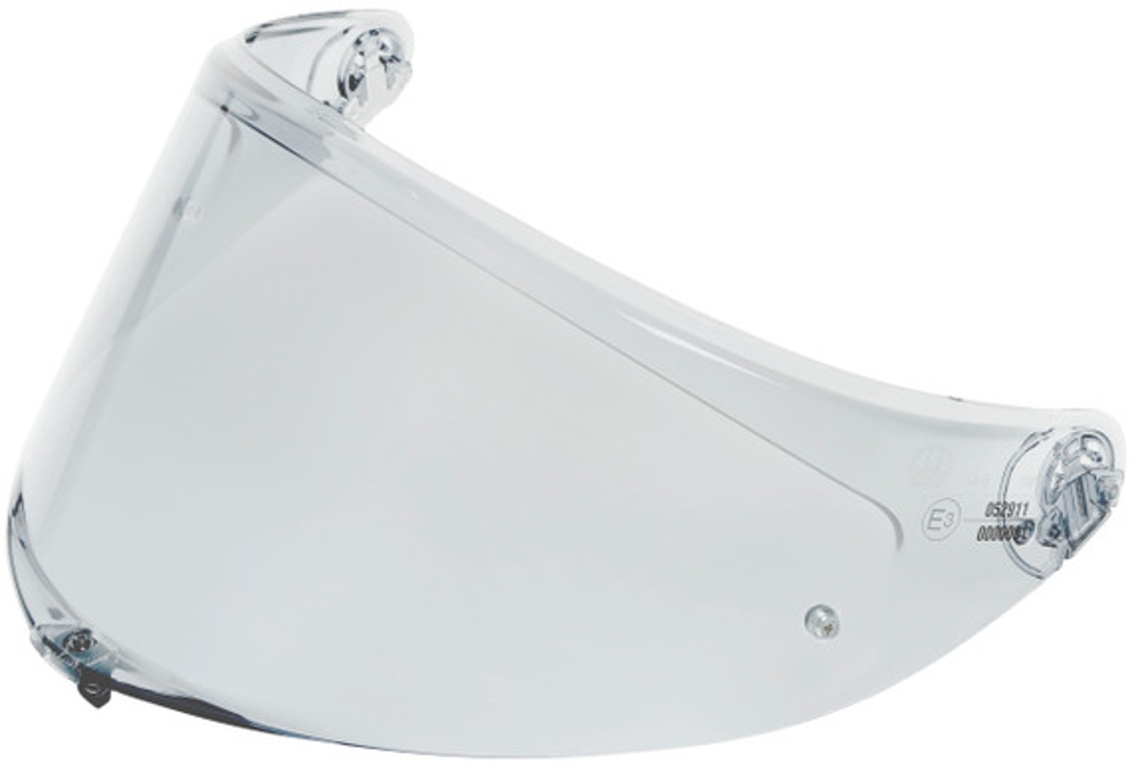 Silver-mirrored AGV Tourmodular shield, designed for sizes XS-L, featuring a sleek, aerodynamic shape and clear visibility for optimal riding experience.