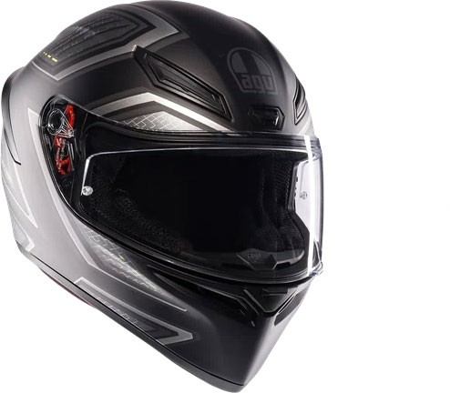 AGV K1 S Sling S25 full face helmet in matte black and grey, featuring a sleek aerodynamic design, clear visor, and ventilation ports, size XL.