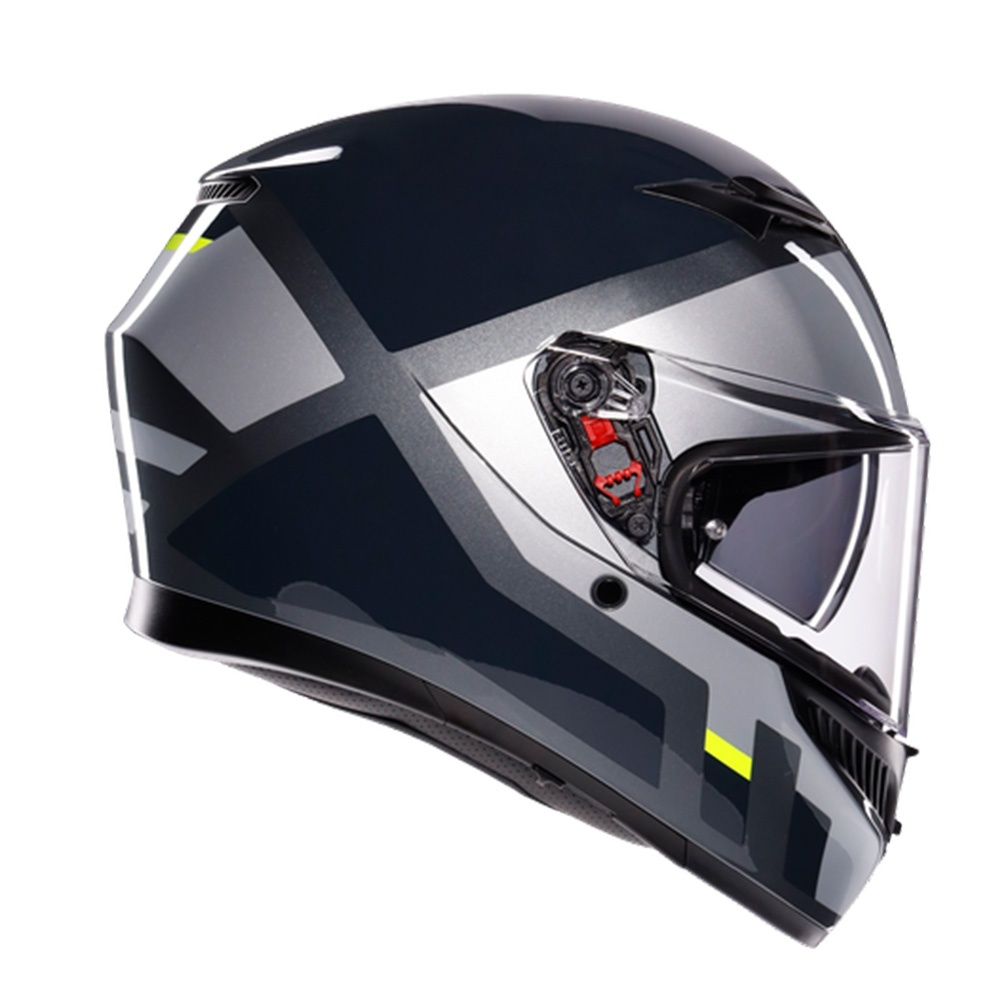AGV K3 Graphic Motorcycle Helmet - Large (60cm) - Shade Grey / Yellow Fluo, Grey/yellow - image 2
