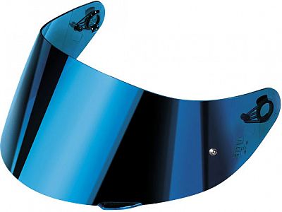 Blue-mirrored shield visor for AGV K3 helmet, featuring a sleek design, reflective surface, and compatibility with sizes XS to L.