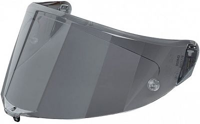 Clear, aerodynamic visor for AGV Race 3 motorcycle helmet, featuring a sleek design, durable polycarbonate material, and integrated mounting points for easy attachment.