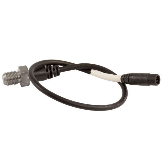 AIM Motorsport Oil/Water Temperature Sensor features a metallic M10 threaded body with a black cable and connector, designed for monitoring coolant and oil temperatures.