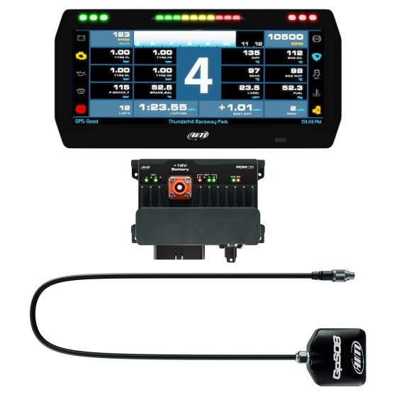 AIM Motorsport AIM Motorsport PDM08 Advanced Power Distribution Module / Data Logger Kit - 10 Inch Display with Race Icons, 1.3m Long GPS Cable