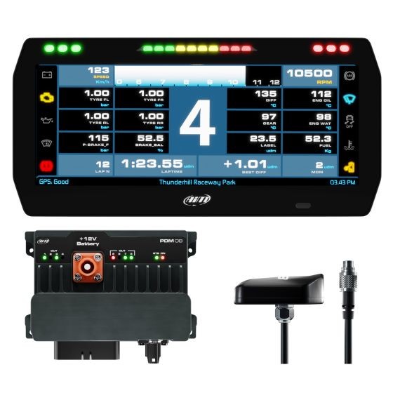 AIM Motorsport AIM Motorsport PDM08 Advanced Power Distribution Module / Data Logger Kit - 10 Inch Display with Race Icons, Roof Mount GPS, 4m Long GPS Cable