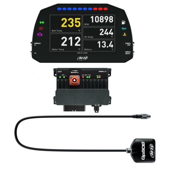 AIM Motorsport AIM Motorsport PDM08 Advanced Power Distribution Module / Data Logger Kit - 5 Inch Display with Street Icons, 0.5m Long GPS Cable