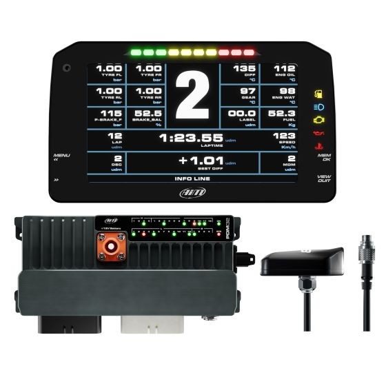 AIM Motorsport AIM Motorsport PDM32 Advanced Power Distribution Module / Data Logger Kit - 6 Inch Display with Street Icons, Roof Mount GPS, 2m Long GPS Cable